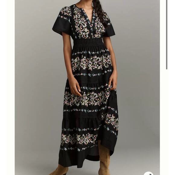 Anthropologie Somerset Maxi Dress Black Floral M - Picture 6 of 9
